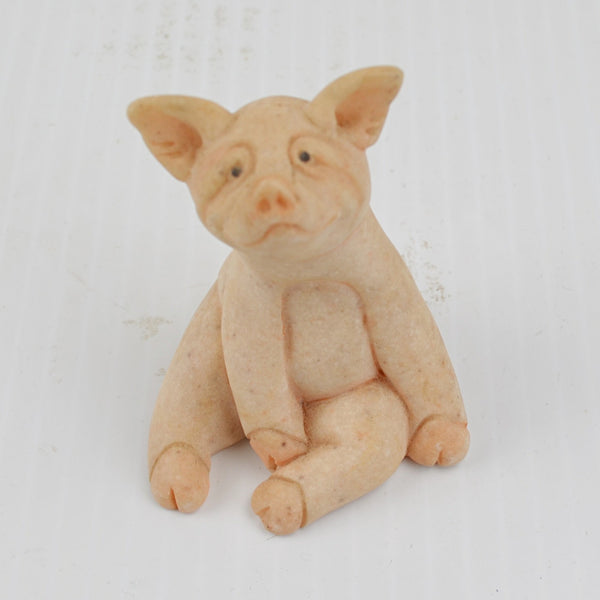 Quarry Critters Pixy Pig - Sitting Stone Pig Figurine - 2000 Second Nature