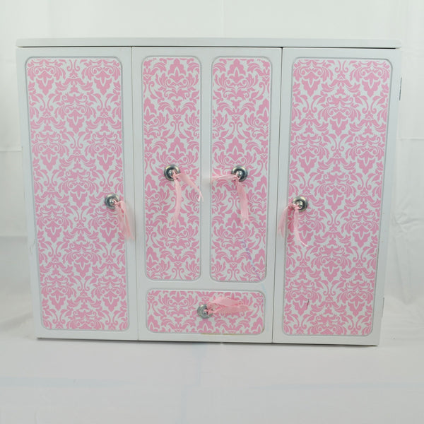 18" Doll Wardrobe Closet - American Girl, Our Generation - Wood, Mirror, Stool