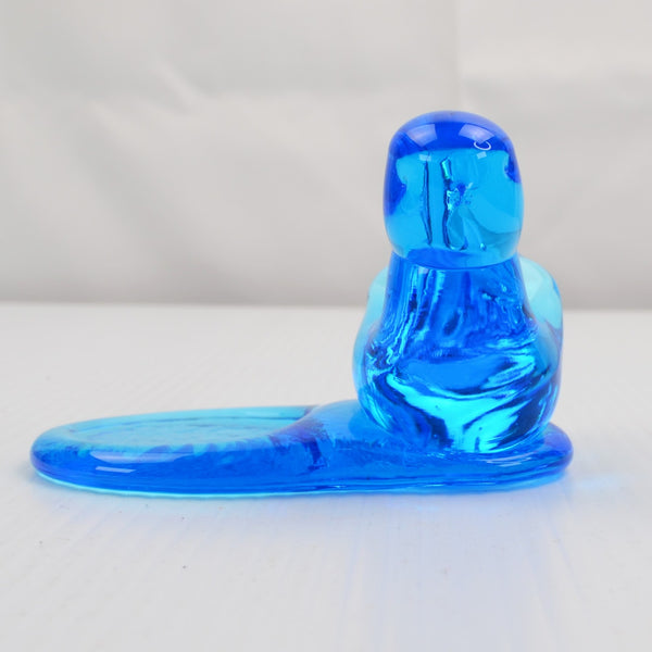 Blue Bird of Happiness Art Glass Votive Candle Holder Signed Leo Ward 1994