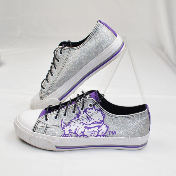 Foco TCU Horned Frogs Glitter Purple/Silver Sneakers Womens Size 9 - Lock Laces