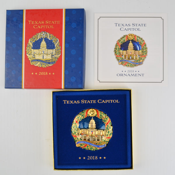2018 Texas State Capitol Ornament - Booklet - Texas Capitol Christmas Wreath NEW