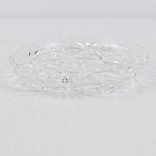 Vintage Crystal Coaster Set Of 6 Cut Glass Scalloped Edge - Mid Century Modern