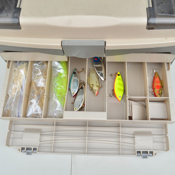 Plano Multi-Drawer Guide Series Fishing Tackle Box - With Lures, Tackle - Gray