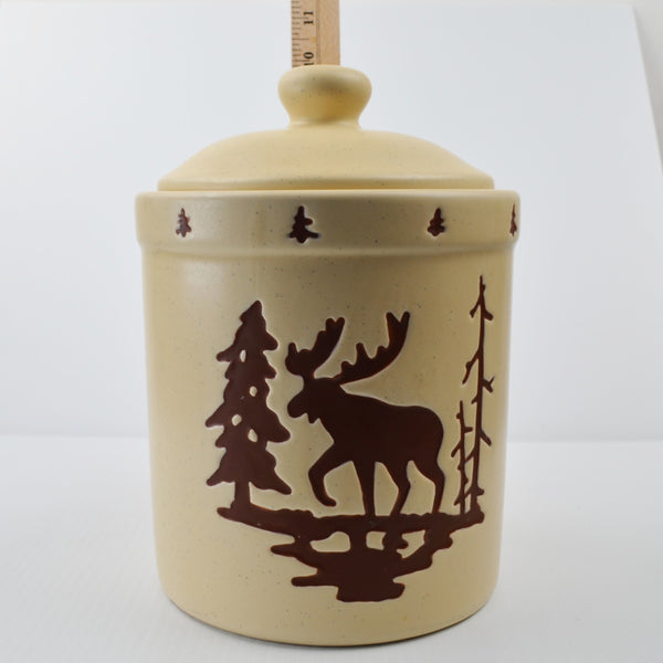 Honour Rustic Woodlands Stoneware Kitchen Moose Canisters Pull Off Lids Set of 3