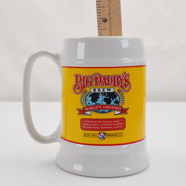 Big Daddy's Brew Stein Beer Coffee Ceramic Mug White 16oz - World's Greatest Dad