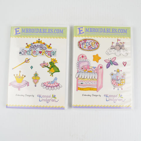 Princess Girl Fairytale Machine Embroidery CDs 1 & 2 Designs by Renae Lindgren