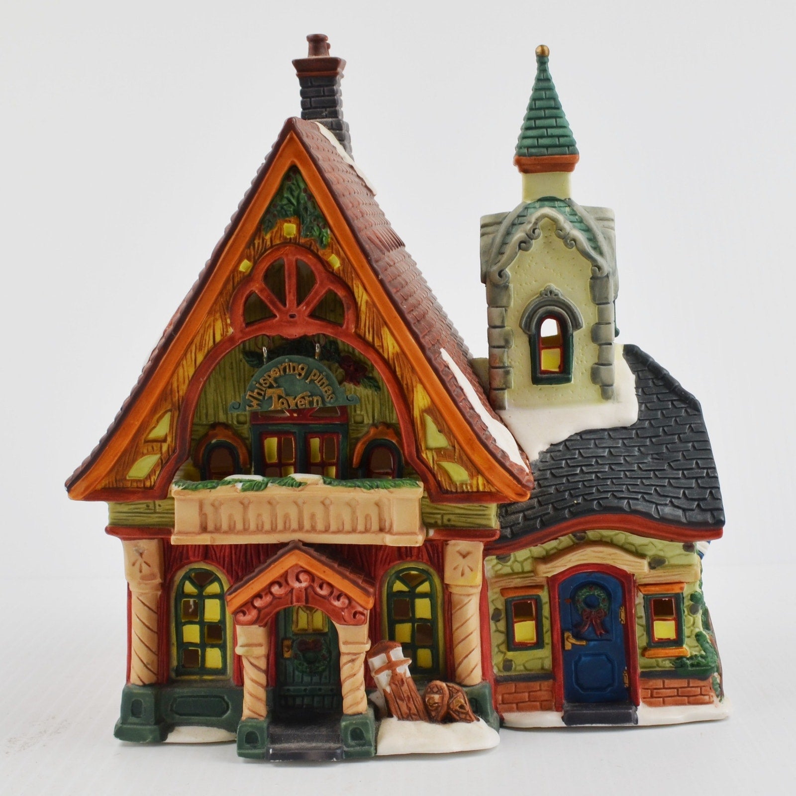 Santa's Workbench Collection Victorian Whispering Pines Tavern - New LED Light
