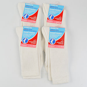Diabetic Women Comfort Cushioned Crew Socks White Size 5-9 - 4 Pair NEW