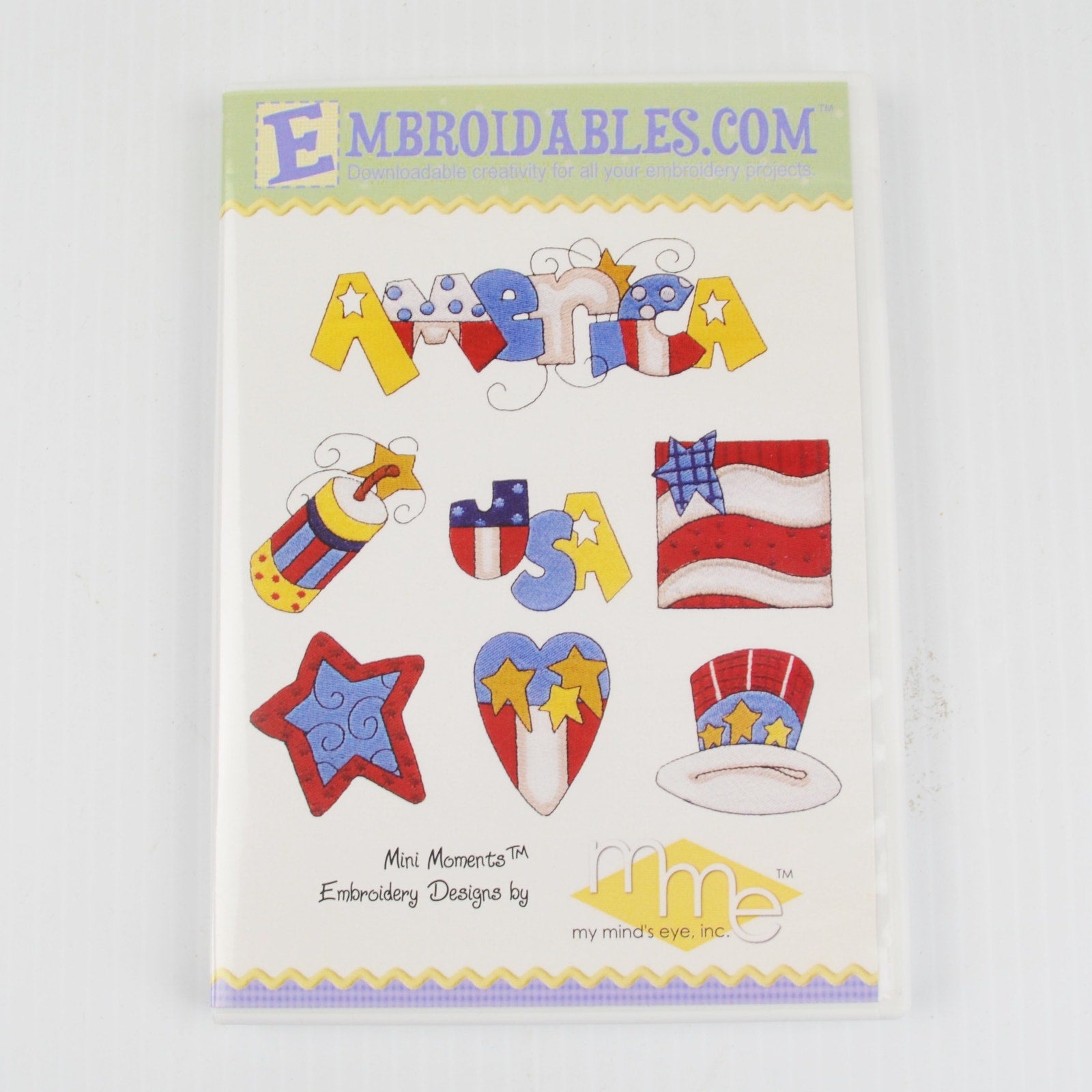 America Designs Machine Embroidery CD - by My Minds Eye - Patriotic, USA