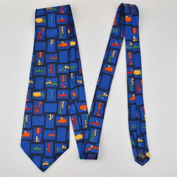 Save the Children Mens Necktie Silk "Busy Day" Cars / Trucks Aaron Age 8 USA