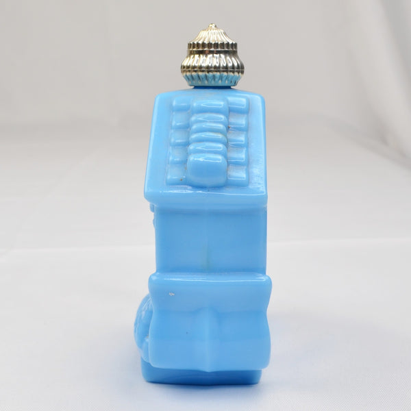 Vintage Avon Enchanted Hours Perfume Bottle Blue Milk Glass Cuckoo Clock