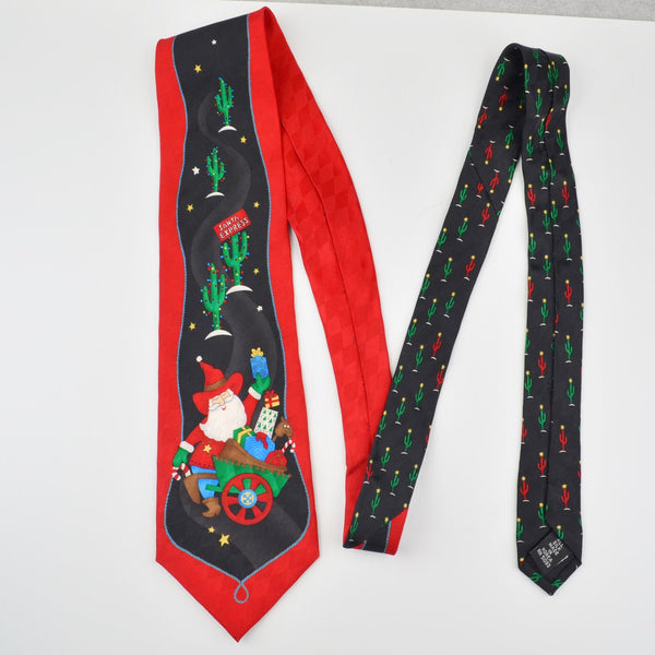 Hallmark Holiday Traditions Mens Necktie Silk Christmas Tie Santa Cowboy Western