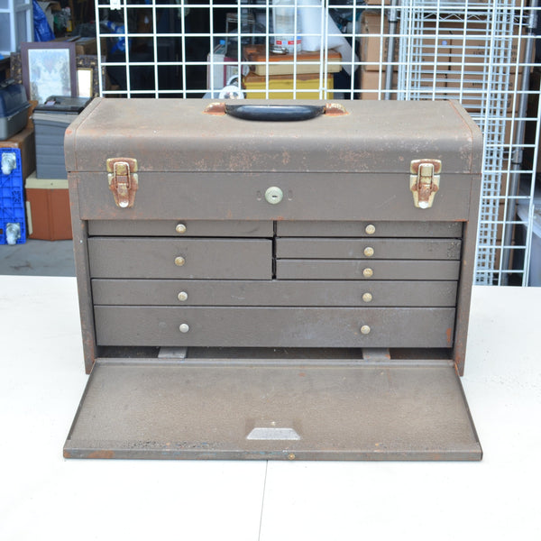 Gray Metal Toolbox - Rusty but Works - Large, Heavy, No Key