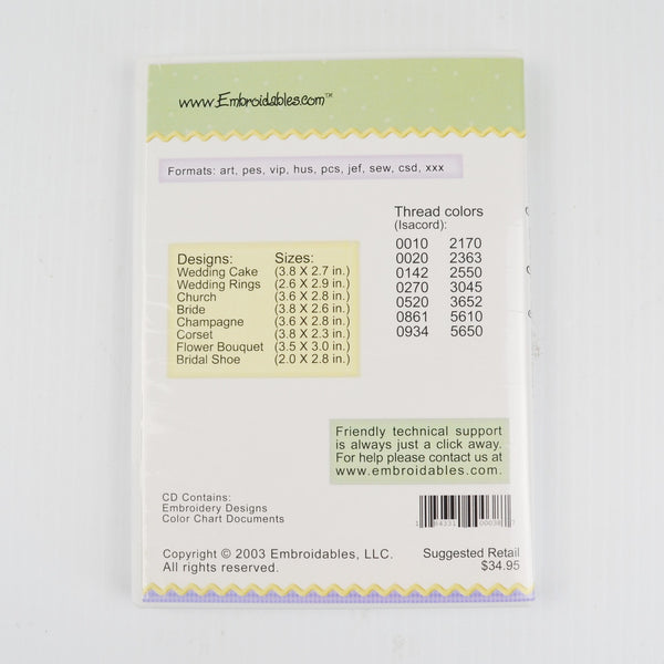 Wedding Designs Machine Embroidery CD - by San Lori - Bachelorette, Marriage