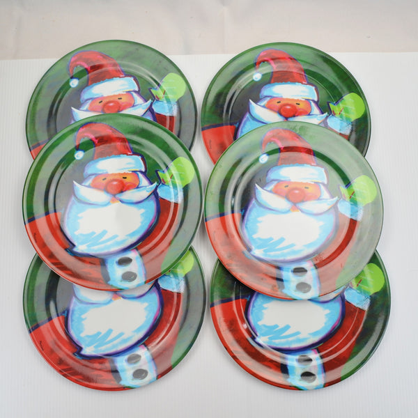 Melamine Christmas Dinnerware Plates Holiday, Santa by Mario - Set of 6