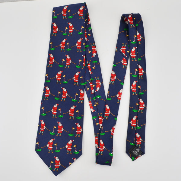 Hallmark Holiday Traditions Mens Necktie Silk Christmas Tie - Santa Golf Party