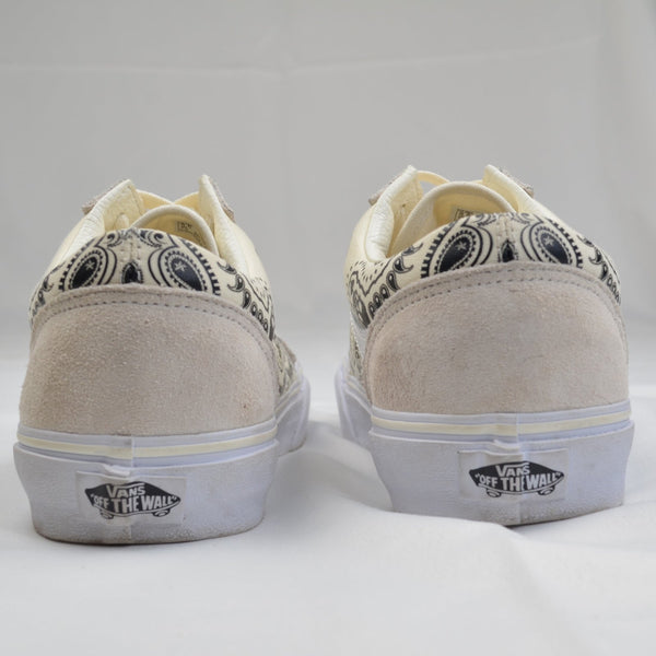 Vans Bandana Skull Paisley Cream Black Suede Sneakers Men 8.5 Women 10 Style 36