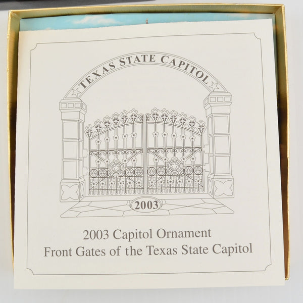 2003 Texas State Capitol Ornament - Booklet - Front Gates Texas Capitol - NEW
