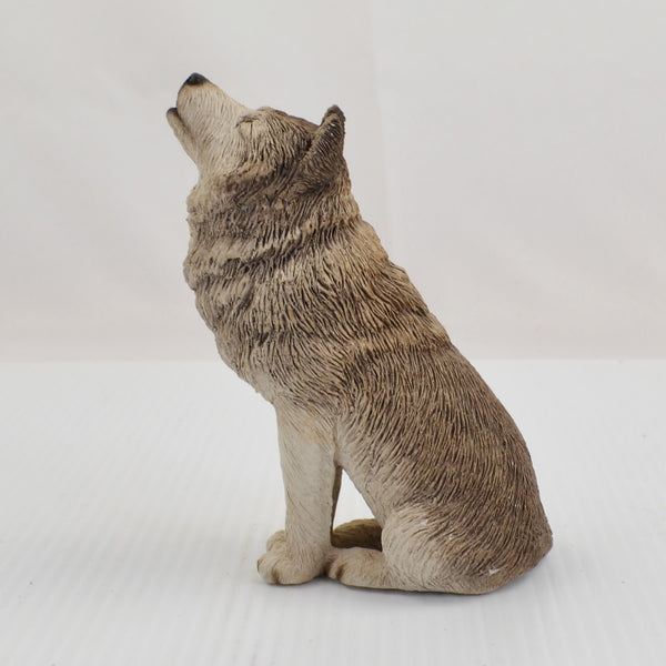 Vintage Sandra BRUE Gray Wolf Howling Sculpture  5 1/2" by Sandicast 1995