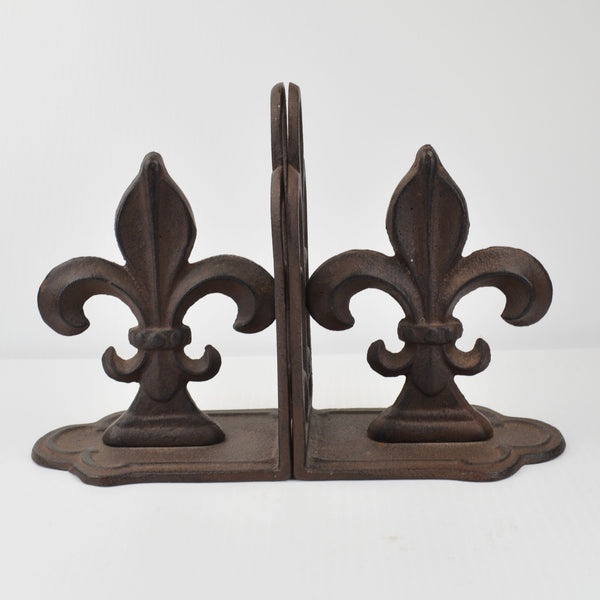 Cast Iron Fleur De Lis Bookends Heavy French New Orleans Style Book Ends Decor