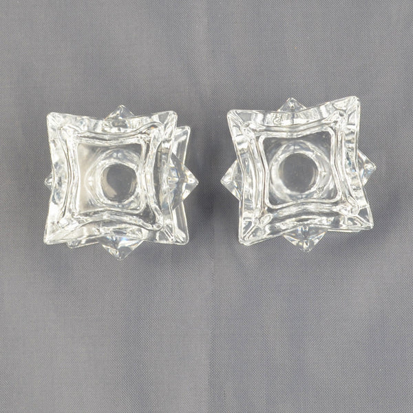 Set Of 2 Michael C Fina Fifth Avenue 24% Lead Crystal Star Taper Candle Holders