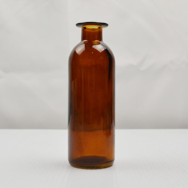 Amber Apothecary Bottle, Bud Vase Decorative Glass Centerpiece 6.5”, Diameter 2"