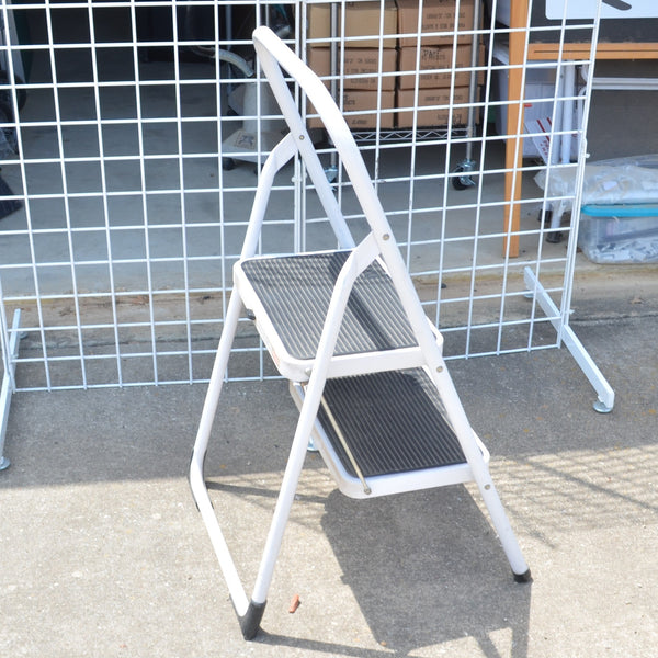 Two Step Folding Ladder / Step Stool - White
