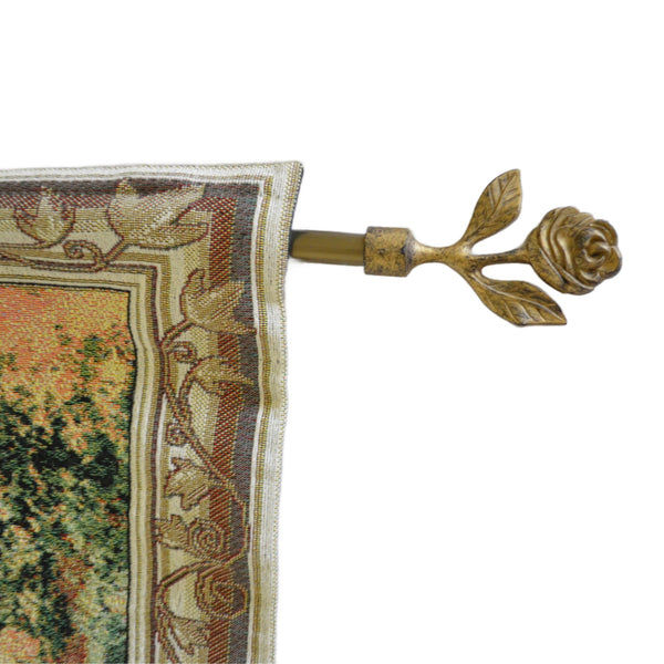 Large Wall Hanging Tapestry - 56" x 35" - Beautiful French Doors Garden w/Rod