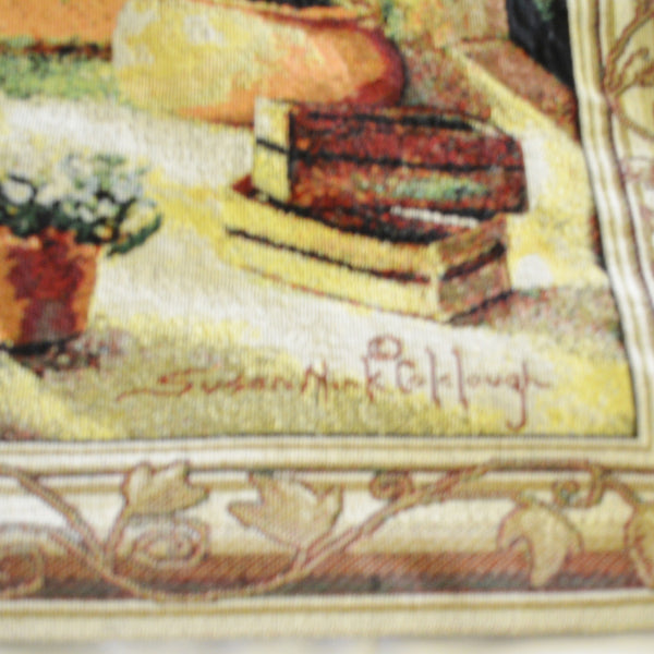 Large Wall Hanging Tapestry - 56" x 35" - Beautiful French Doors Garden w/Rod