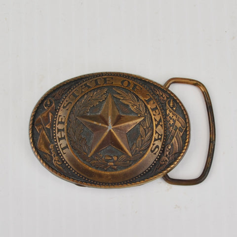 The Great State Of Texas Seal Belt Buckle - Brass Finish Texas 2.75" Oval Buckle