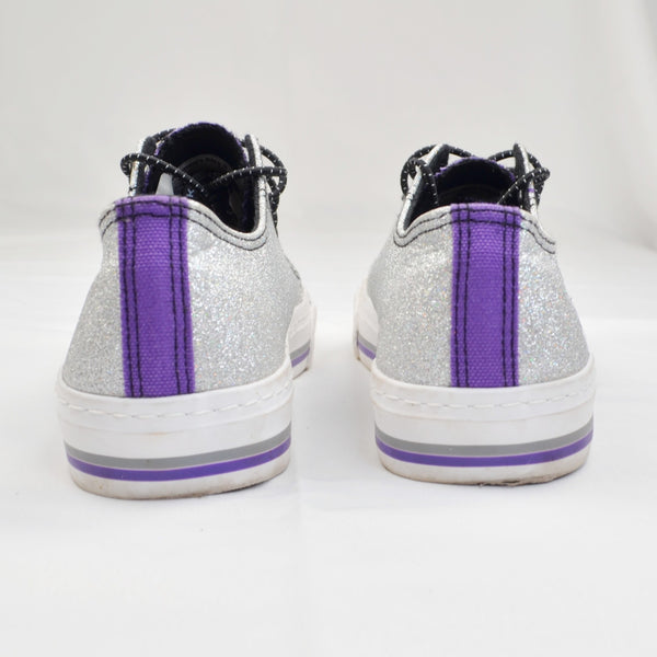 Foco TCU Horned Frogs Glitter Purple/Silver Sneakers Womens Size 9 - Lock Laces
