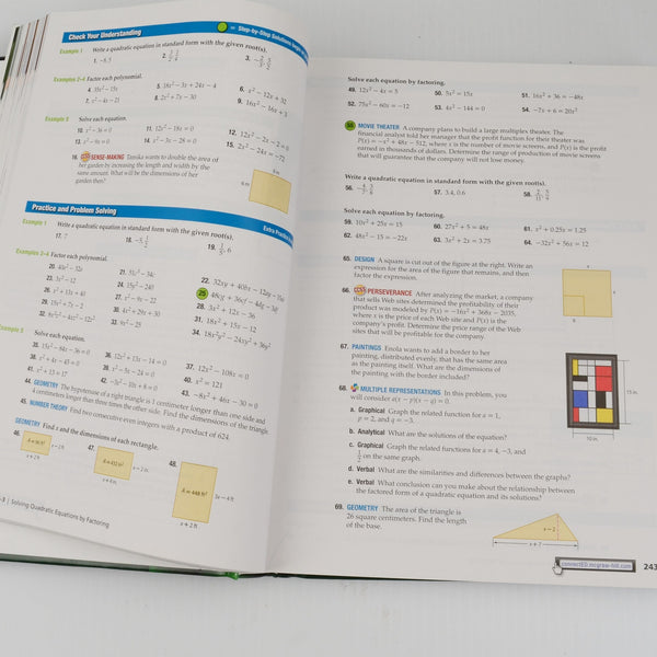 Glencoe Algebra 2 by Carter, Cuevas, Day, Malloy - Common Core - Hardcover