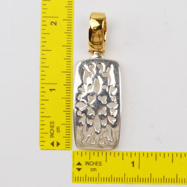 Drop Filigree Dual Tone Silver Gold Necklace Pendant - Signed Premier Designs