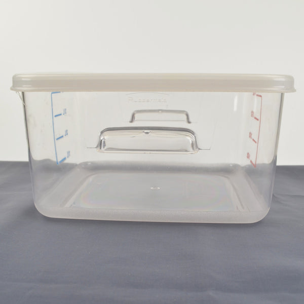 Lot of 2 Rubbermaid Commercial Square Storage Containers With Lids, 4 Qt, Clear