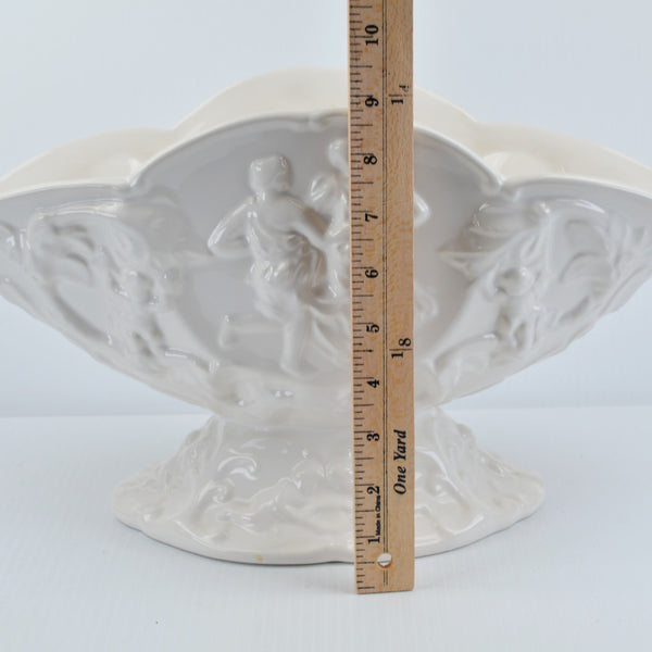 ELPA Alcobaca Pedestal Fruit Bowl Baroque Style Large 17” White Ceramic Portugal