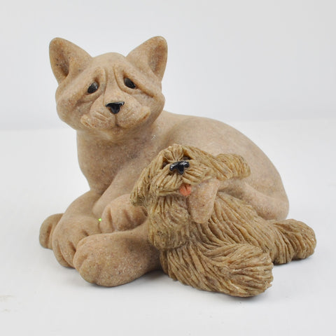 Second Nature Design Quarry Critters Cat Cira, Dog Don, Cat Cuddle Figurine 2001