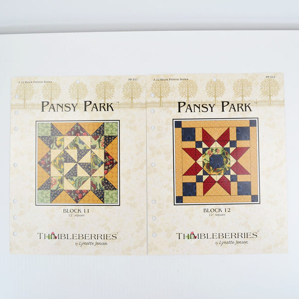 Vintage 2002 Thimbleberries PANSY PARK Complete Set of 12 Quilt Block Patterns