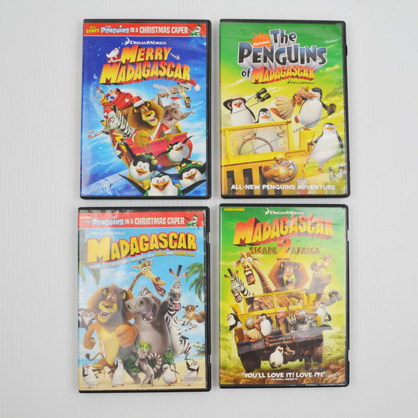 Lot of 4 Madagascar DVD 1, 2, Christmas, Penguins - Ben Stiller, Chris Rock