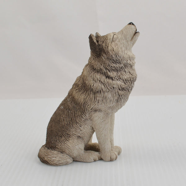 Vintage Sandra BRUE Gray Wolf Howling Sculpture  5 1/2" by Sandicast 1995