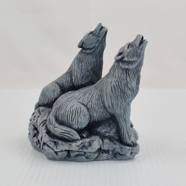 Howling Wolf Wolves Sculpture Figurine Mt. St. Helens Volcanic Ash - Artisan