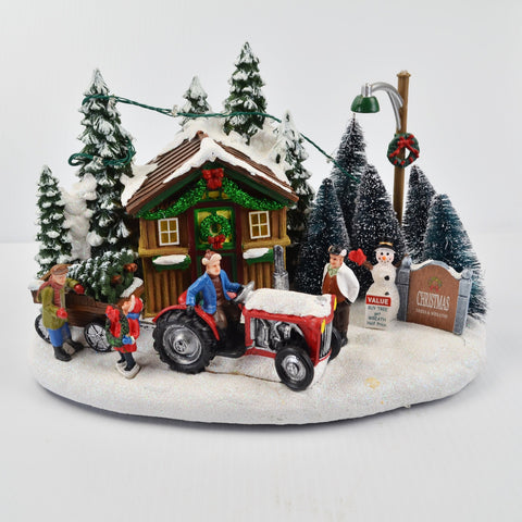 Holiday Time Village Christmas Tree Lot - LED Lights, Sounds 8 Christmas Carols