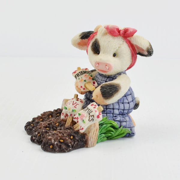 Mary’s Moo Moos “Sowing The Seeds Of Friendship” 1996 Enesco Cow Garden Figurine
