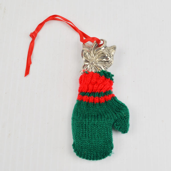 Lenox Kirk Stieff Pewter Christmas Kitty Ornament - Cat Kitten Christmas Mitten
