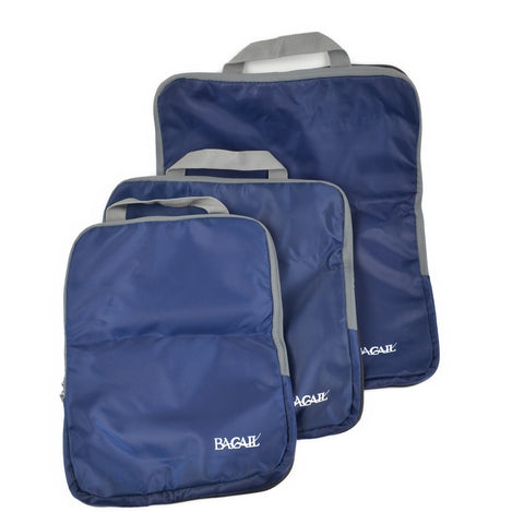 Bagail 3 Set Compression Packing Cubes Travel Accessories Expandable Bags Blue
