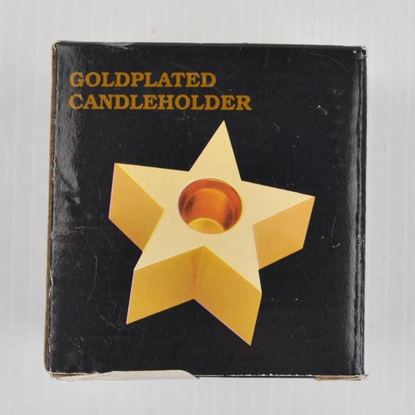 Gold Plated 5 Point Star Metal Taper Candle Holder 3" - NEW