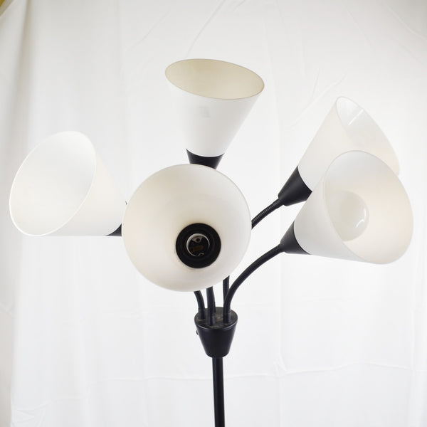 Black Floor Lamp - Adjustable Light Direction - 5 Cone / Flower Lights