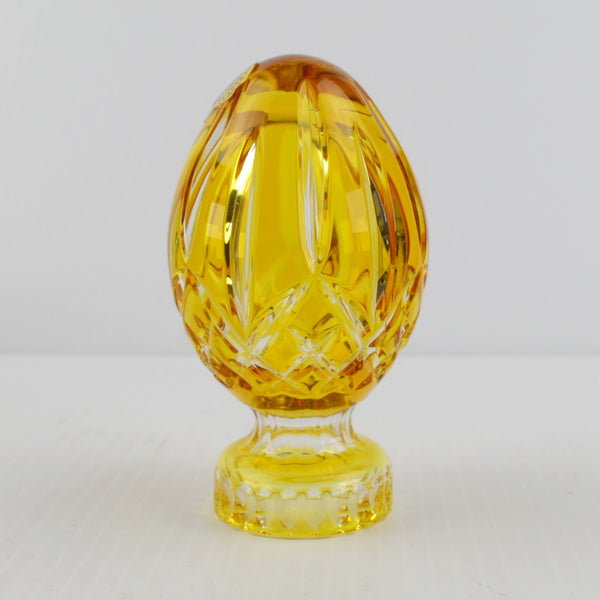 Waterford Crystal Gold Egg, Waterford Lismore Faceted Egg on Stand, Bohemian