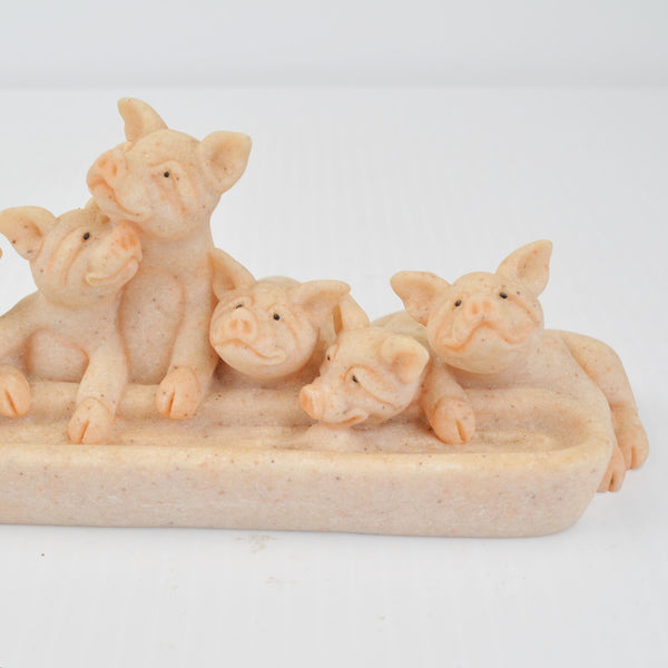 Second Nature Design Quarry Critters Piggin Out - Piglets Pigs Trough Figurine