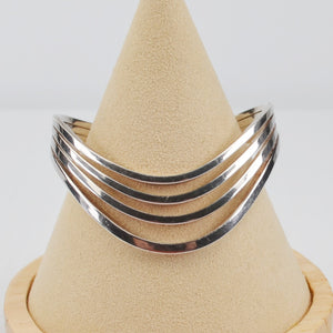 Sterling Silver Wavy Cuff Bracelet - Quadruple Band 6.5" Bracelet - 26g