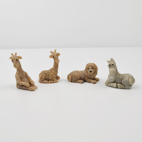 Second Nature Design Quarry Critters Mini Giraffe, Lion, Zebra Figurines - RARE